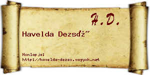 Havelda Dezső névjegykártya